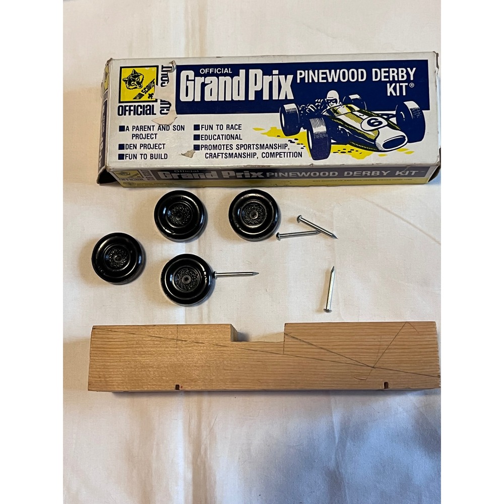 Vintage Cub Scout Official Grand Prix Pinewood Derby Kit No 1622 BSA Car Kit